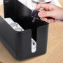 QOUBNIC Caja de Gestión de Cables con Tapa de Bambú, Caja Organizadora Cables Esconder Cables Caja Cables para Ocultar y