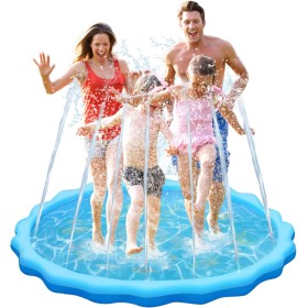 LOVICVKEM Splash Pad Ronda, Tapete de Juegos de Agua 170CM Almohadilla de Aspersor de Juego, Verano Juguete Acuático para Niños,