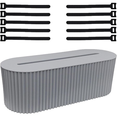 Caja organizadora de cables, caja de gestión de cables, caja de gestión de cables, caja de gestión de cables gris, con cordón de