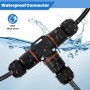 8 Piezas Conector Impermeable IP68, T Forma Caja de Conexión Impermeable IP68 3 Vías Empalme a Prueba Agua ABS Conector de Cable