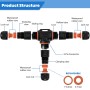 8 Piezas Conector Impermeable IP68, T Forma Caja de Conexión Impermeable IP68 3 Vías Empalme a Prueba Agua ABS Conector de Cable
