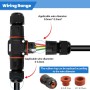 8 Piezas Conector Impermeable IP68, T Forma Caja de Conexión Impermeable IP68 3 Vías Empalme a Prueba Agua ABS Conector de Cable