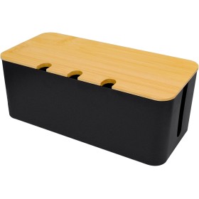 Fahibin Caja organizadora de Cables Grande Negra, Organizador de Cables Grande con Tapa de Madera para Ocultar y Recoger Cables
