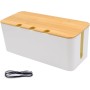 Fahibin Caja organizadora de Cables Grande Negra, Organizador de Cables Grande con Tapa de Madera para Ocultar y Recoger Cables