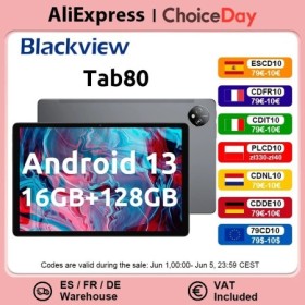 Blackview-Tableta Tab 80, Tablet con Android 13, 8GB + 128GB, pantalla