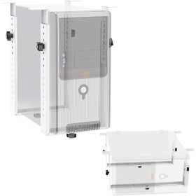 RICOO Soporte Torre PC Montaje Debajo Escritorio TRH02-W Ajustable Extensible Instalación de Ordenador bajo de Mesa Horizontal