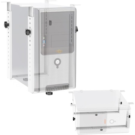 RICOO Soporte Torre PC Montaje Debajo Escritorio TRH02-W Ajustable Extensible Instalación de Ordenador bajo de Mesa Horizontal