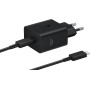 Samsung Cargador USB C, Adaptador de Corriente 45 W Ultra rápido, Adaptador USB C a USB, Cargador Samsung Carga rápida, Negro