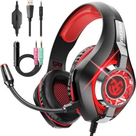 Tatybo Cascos Gaming, Auriculares Gaming con Graves Envolventes 3D, Micrófono Reducción De Ruido Y Almohadillas De Proteína,