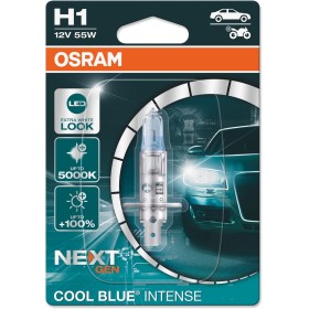 OSRAM COOL BLUE INTENSE H1, +100% más de brillo, hasta 5000 K, lámpara de faro halógena, aspecto LED, blister único (1 lámpara)
