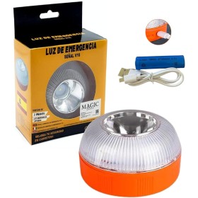 MAGIC SELECT Luz de Emergencia V16 para Señalización en Carretera de Coche y Moto. Luz Amarilla Intermitente y Blanca Fija con