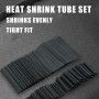Kit de tubos termorretráctiles, surtido de fundas de cable, impermeable y resistente a la humedad, fácil de usar, negro, 127