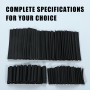 Kit de tubos termorretráctiles, surtido de fundas de cable, impermeable y resistente a la humedad, fácil de usar, negro, 127