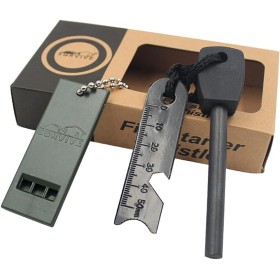 Pedernal Supervivencia Magnesio Mechero Kit 7 En 1 Encendedor con Mango De Madera Hecho a Mano Grueso De 5/16" 10,000