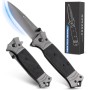 Rolgno Navaja Tactica con Rompecristales y Clip de Bolsillo Cuchillo Plegable Inoxidable Afilado 3Cr13 EDC Cuchillo