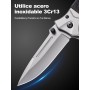Rolgno Navaja Tactica con Rompecristales y Clip de Bolsillo Cuchillo Plegable Inoxidable Afilado 3Cr13 EDC Cuchillo