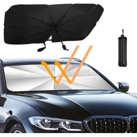 RISVOWO Parasol Coche Delantero Plegable Tipo Paraguas, Anti UV, Fácil de Instalar y Almacenar, para Mayoría de Coches, SUV,