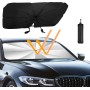 RISVOWO Parasol Coche Delantero Plegable Tipo Paraguas, Anti UV, Fácil de Instalar y Almacenar, para Mayoría de Coches, SUV,