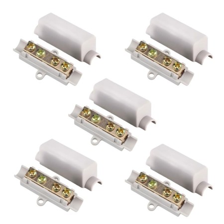 5 abrazaderas de latón para conductores, carcasa de ABS, bloque de terminales de alambre de choque, 1000 V, 100 A, adecuado para