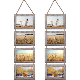 EYMPEU Marcos de Fotos 10X15 Collage Juego de Colgantes, Marco 10X15 Horizontal Rústico Set of 8,Para La Decoración de Paredes.