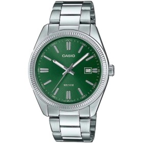 Casio Reloj Cuarzo Unisex 39.00mm con dial Analógico Verde y Correa de Pulsera de Metal Plata MTP-1302PD-3AVEF