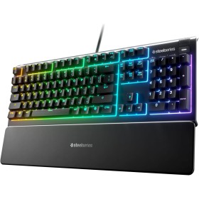 SteelSeries Apex 3 - Teclado Gaming - Iluminación RGB de 10 zonas - Resistencia al agua IP32 - Reposamuñecas magnético superior