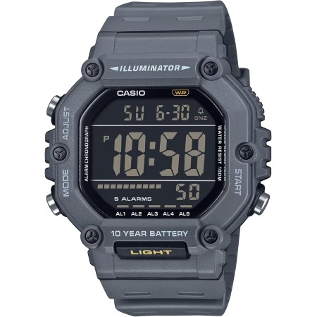 Casio Reloj Hombre Digital AE-1600H-8BV Gris Militar - Pantalla LCD Grande Negra, Resistente al Agua 100M, Batería 10 Años
