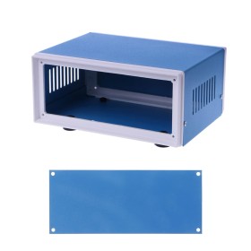 Caja de conexiones de metal azul para proyecto electrónico para caja eléctrica rectangular (6.7 x 5.1 x 3.1 pulgadas)