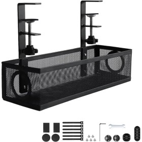 Under Desk Cable Management Bandeja, organizador de cables sin taladro, con abrazadera, organizador de cables para bajo la mesa
