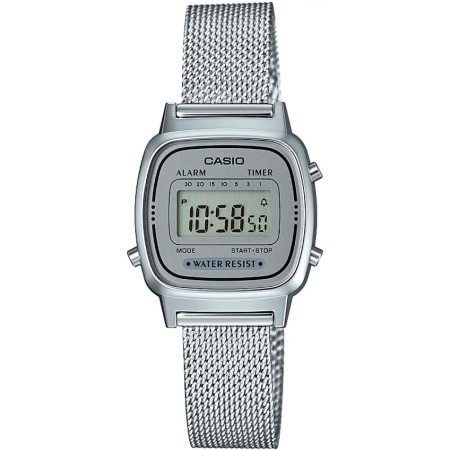 Casio Reloj Digital de Cuarzo para Mujer con Correa de Acero Inoxidable Macizo