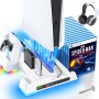 OIVO Soporte para PS5 y PS5 Slim con Cargador Mando PS5, Ventilador PS5 de 3 Velocidades, Soporte Playstation 5 RGB con Ranuras