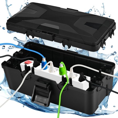 Cieex Caja de cables resistente al agua, IP54, caja eléctrica resistente al agua para exteriores, caja de cables negra para
