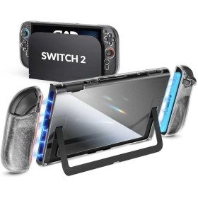 ivoler Funda Protectora acoplable para Nintendo Switch 2,TPU asa Funda,PC Funda,Textura de Diamante,Antigolpes,Arañazos