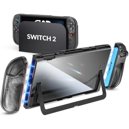ivoler Funda Protectora acoplable para Nintendo Switch 2,TPU asa Funda,PC Funda,Textura de Diamante,Antigolpes,Arañazos,Negro