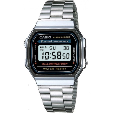 Casio Reloj Cuarzo Unisex 35.00mm con dial Digital LCD y Correa de Pulsera de Metal Plata A168WA-1YES