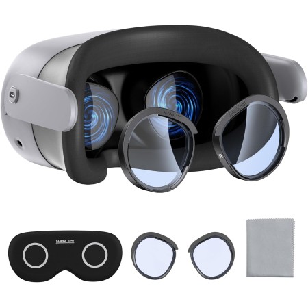 Juego de protectores de lente compatibles con accesorios Meta Quest 3S, cubierta protectora de lente suave, espaciador de gafas
