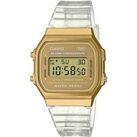 Casio Reloj Cuarzo Unisex 36.00mm con dial Digital Oro y Correa de Plastic/Resin Bracelet Transparente A168XESG-9AEF
