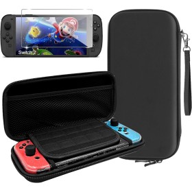 Rojeuinn Funda Estuche para Nintendo Switch 2 +1 Pieza Protector de Pantalla de Cristal Vidrio Templado, Almacenamiento portátil