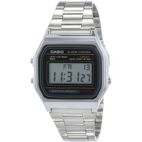 Casio A158WA - Reloj unisexo, correa de acero inoxidable color plateado