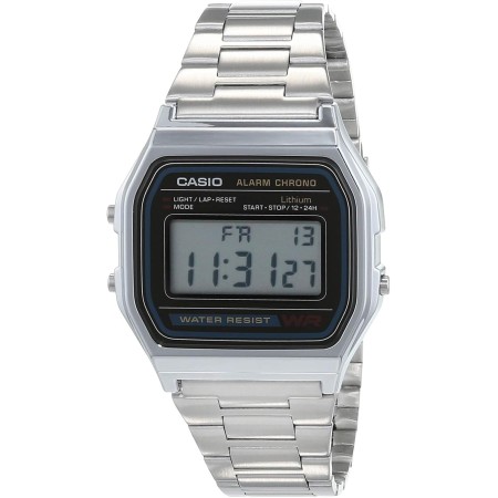 Casio A158WA - Reloj unisexo, correa de acero inoxidable color plateado