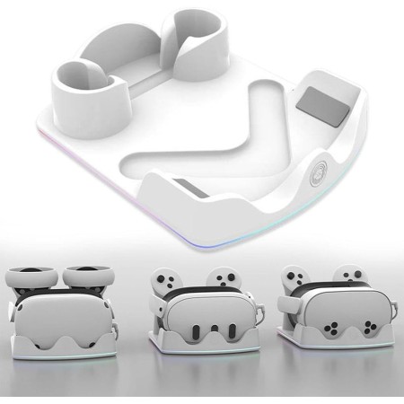 Base de carga para gafas de auriculares Meta Quest 3S VR, soporte de almacenamiento de mango compatible con asas de controlador