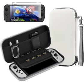 Rojeuinn Funda Estuche para Nintendo Switch 2 +1 Pieza Protector de Pantalla de Vidrio Templado, Almacenamiento portátil para