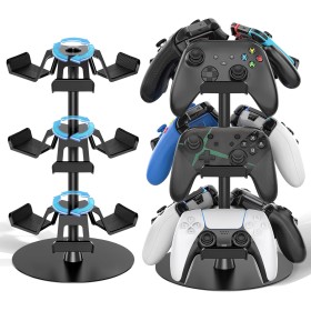 Soporte Mando y Cascos, 3 Niveles Soporte Auriculares para Mesa, 9 de Gran Capacidad para Organizador Mandos, Controller Holder