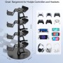 Soporte Mando y Cascos, 3 Niveles Soporte Auriculares para Mesa, 9 de Gran Capacidad para Organizador Mandos, Controller Holder
