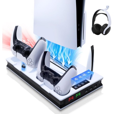 Tolesum Soporte de Refrigeración para PS5 / PS5 Slim / PS5 Pro, Soporte para PS5 Vertical Ventiladores de Refrigeración y