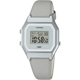 Casio Reloj Cuarzo Mujer 33.50mm con dial Digital Gris y Correa de Pulsera de Cuero Gris LA680WEL-8EF
