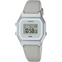Casio Reloj Cuarzo Mujer 33.50mm con dial Digital Gris y Correa de Pulsera de Cuero Gris LA680WEL-8EF