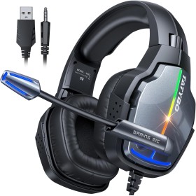 Tatybo Cascos Gaming para Ps5 Ps4 PC, Auriculares Gaming con Micrófono de Cancelación de Ruido Sonido EstéReo 3D 50 mm Drivers,