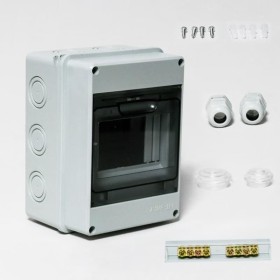 Caja de distribución de superficie IP65, 5 vías, montaje en superficie, 1 fila para 5 módulos