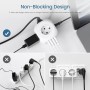 LENCENT Cubo Regleta Enchufes 3M con 4 Tomas de CA, 3 USB y 1 Tipo C, Alargadera Electrica Protección contra Sobretensiones para